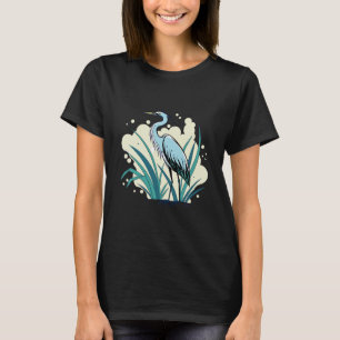 A Majestic Blue Heron Stands Tall In A Vibrant Nat T-Shirt