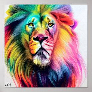 A Majestic Colourful Lion Poster