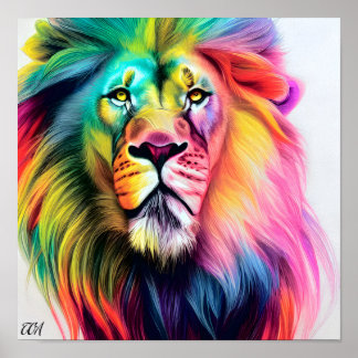 A Majestic Colourful Lion Poster