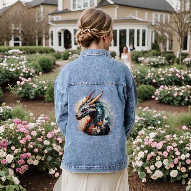 A majestic dragon denim jacket (Wedding Back)