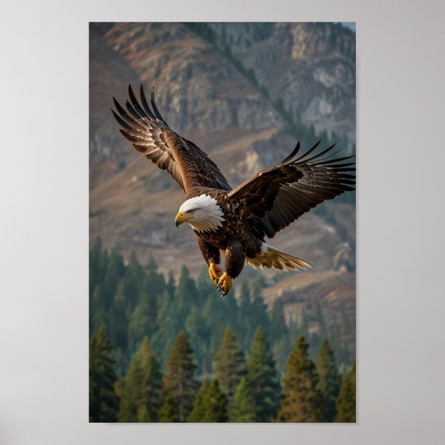A majestic eagle soars proudly in a close-up  poster (Front)