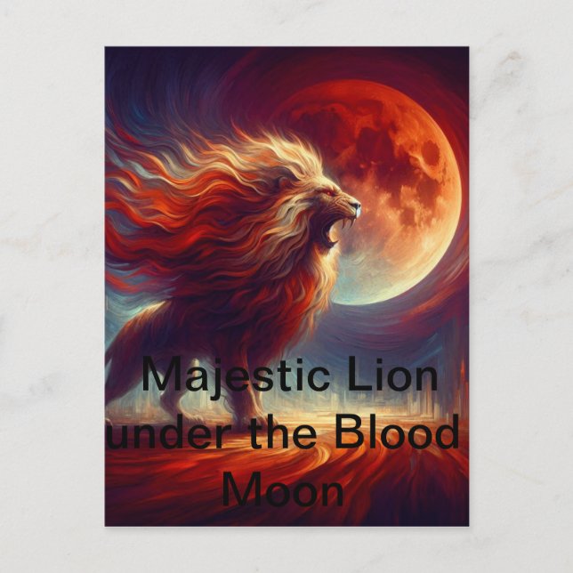 A Majestic Lion under the BLOOD MOON. Postcard (Front)