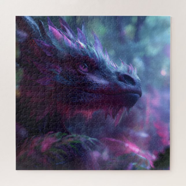 A majestic purple fantasy dragon jigsaw puzzle (Horizontal)