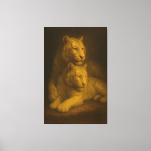A majestic roaring white tiger captured in a luxur canvas print