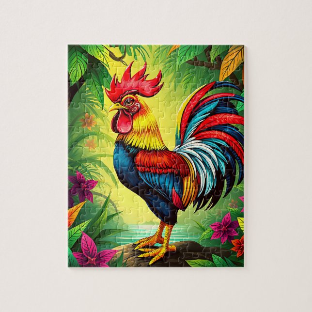 A majestic rooster children's jigsaw puzzle (Vertical)