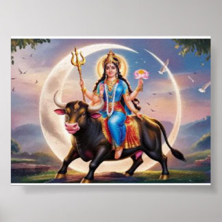 A majestic scene of the Hindu mother goddess Shail Poster