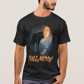 a majestic wild wolf under the full moon  T-Shirt