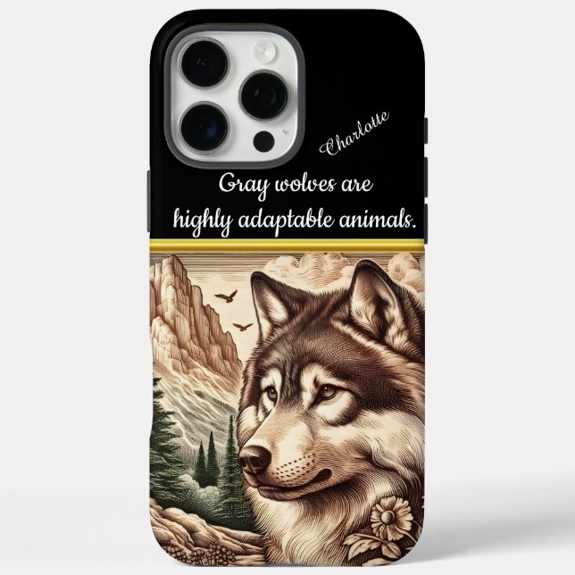 A majestic wolf gazes over a tranquil landscape Case-Mate iPhone case (Back)