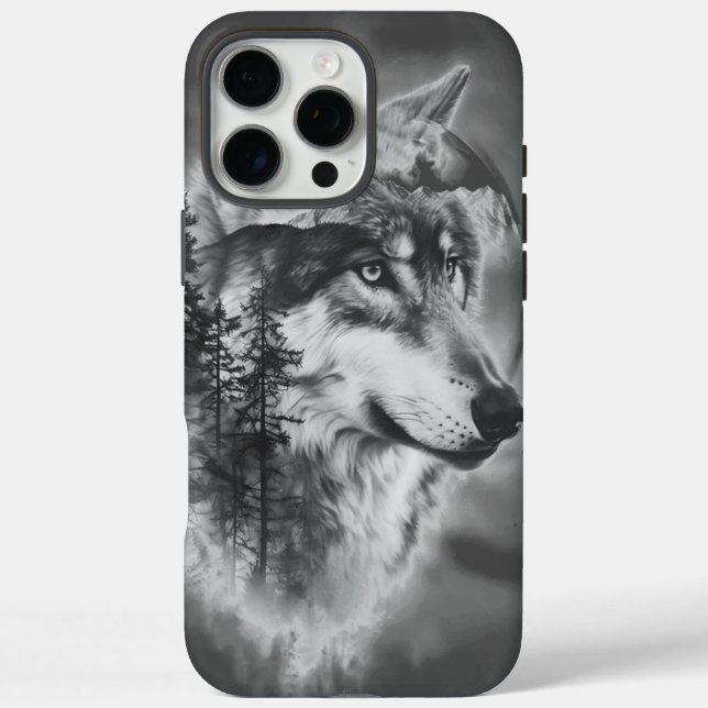 A majestic wolf gazes over misty mountains at dawn Case-Mate iPhone case (Back)