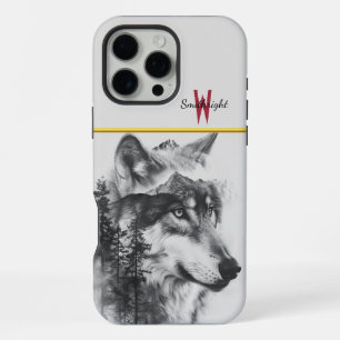A majestic wolf gazes over misty mountains at dawn iPhone 16 pro max case