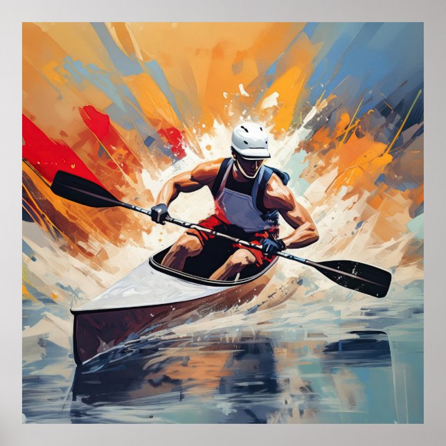 A male canoeing athlete. poster (Front)