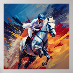 A male Equestrian horse rider. Poster