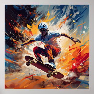 A male skateboarder. poster