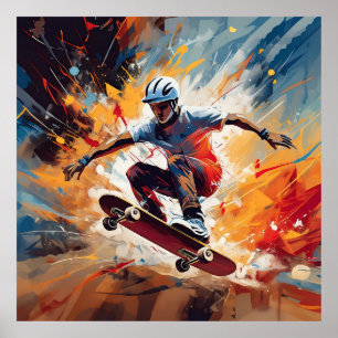 A male skateboarder. poster