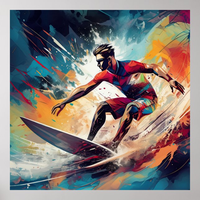 A male surfboarder.  poster (Front)