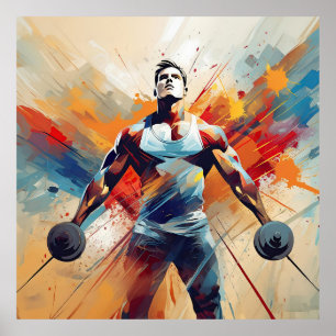 A male weightlifter. poster
