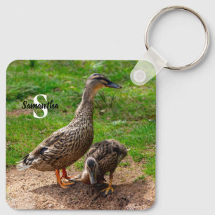 A Mallard Duck and her Duckling Keyring