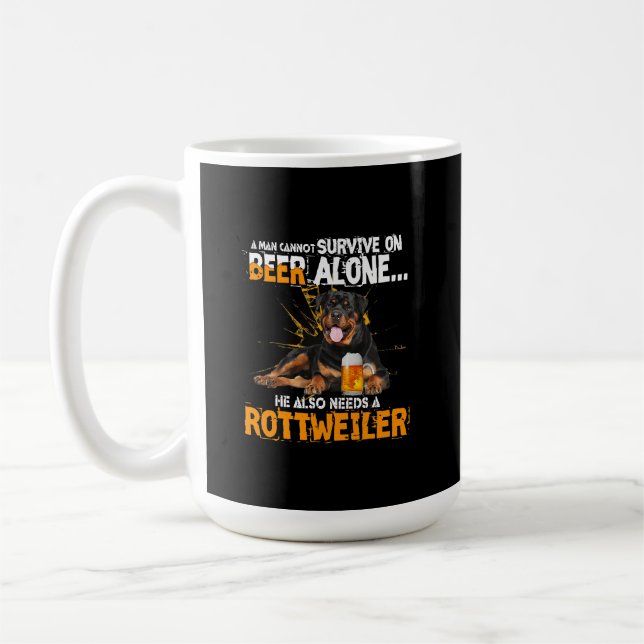 A Man Cannot Survive On Beer Alone Needs A Dog Coffee Mug (Left)
