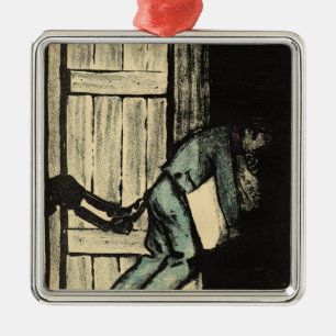A man caught putting up political posters metal tree decoration
