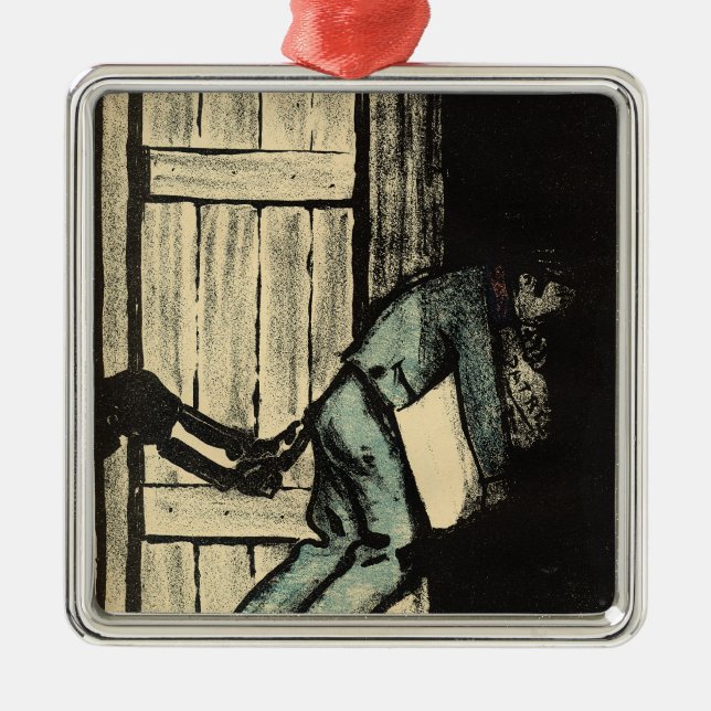 A man caught putting up political posters metal tree decoration (Front)