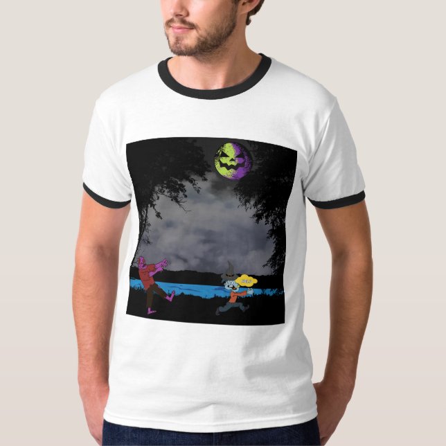 A man chased by zombies T-Shirt (Front)