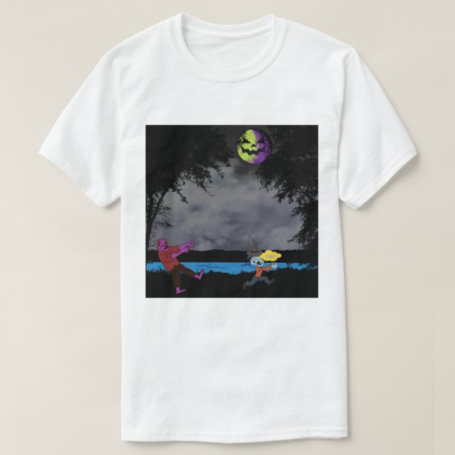 A man chased by zombies T-Shirt (Design Front)
