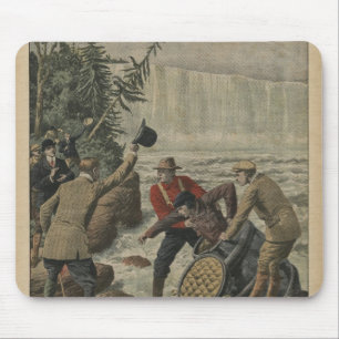 A man in a barrel crossing the Niagara Falls Mouse Mat