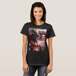 a man in a samurai stands in front of a red torii T-Shirt