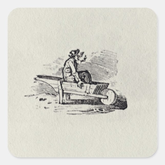 A Man in a Wheelbarrow Square Sticker (Front)