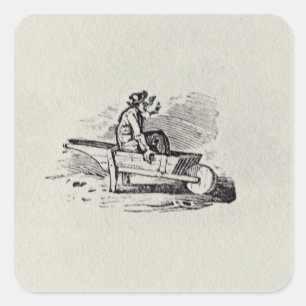 A Man in a Wheelbarrow Square Sticker