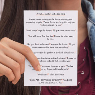 A Man in Pain Doctor Bee Sting Funny Joke Birthday Holiday Card