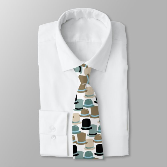 A Man of Many Hats Pattern Tie (Tied)