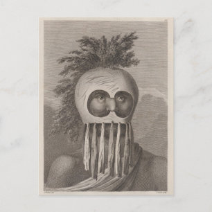 A Man of the Sandwich Islands in a Mask - c. 1784 Postcard
