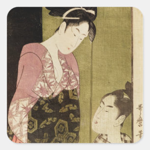 A Man Painting a Woman Square Sticker