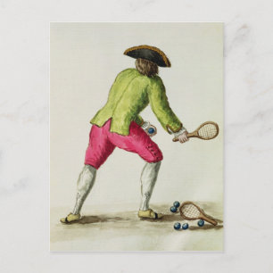 A Man Playing with a Racquet and Balls Postcard