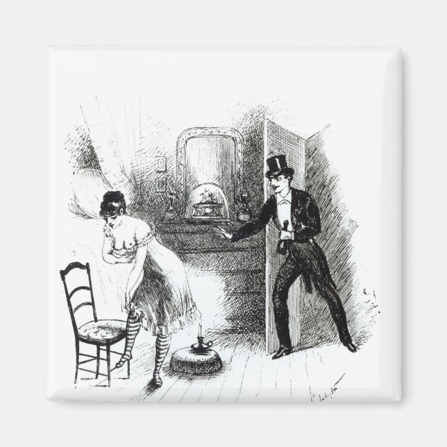 A man visiting a prostitute magnet (Front)