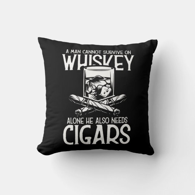 A Man Who Loves Whiskey And Cigar Cushion (Front)