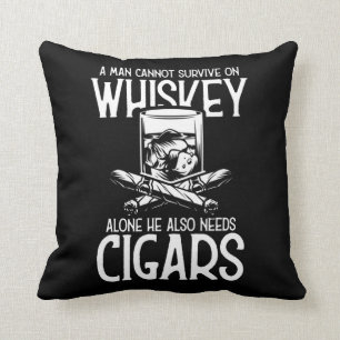 A Man Who Loves Whiskey And Cigar Cushion