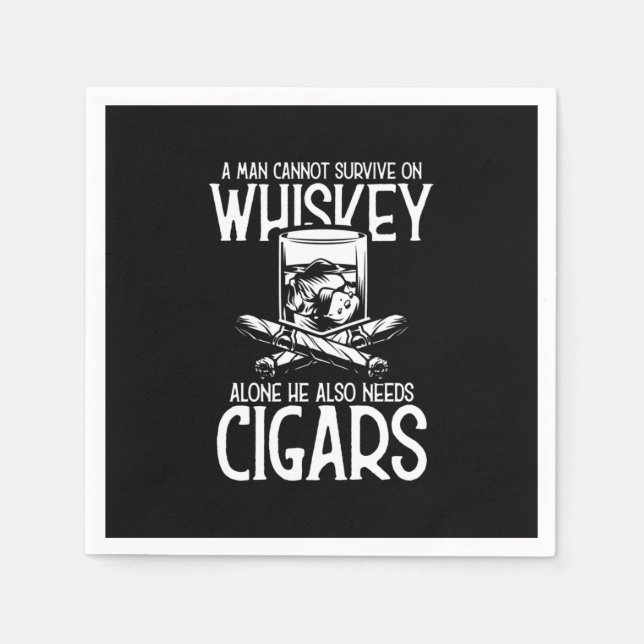 A Man Who Loves Whiskey And Cigar Napkin (Front)