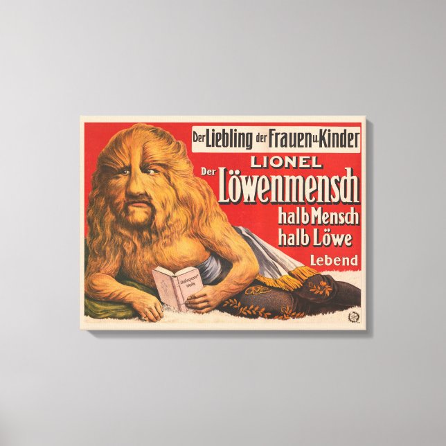 A Man With Lions Head Reading Shakespeare, 1913. Canvas Print (Front)