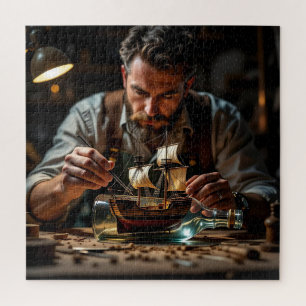 A Man Working making a Ship in a Bottle Jigsaw Puzzle