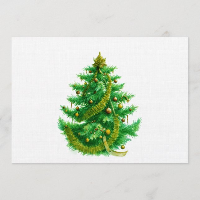 A Mandelbrot Christas Tree With Red & Green Bulbs Invitation (Front)