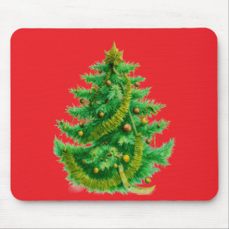 A Mandelbrot Christas Tree With Red & Green Bulbs Mouse Mat