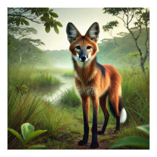 A maned wolf in the Pantaneira plain. Photo Print