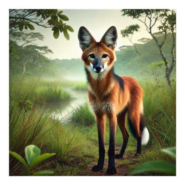 A maned wolf in the Pantaneira plain. Photo Print (Front)