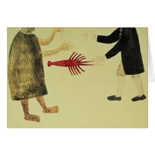 A Maori bartering a crayfish
