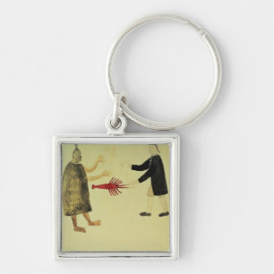 A Maori bartering a crayfish Key Ring