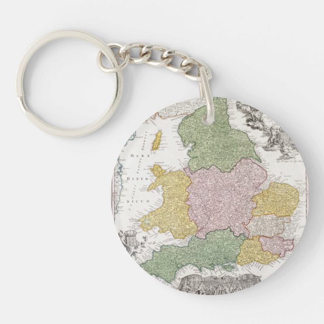 A Map of England | 1760 Key Ring (Front)
