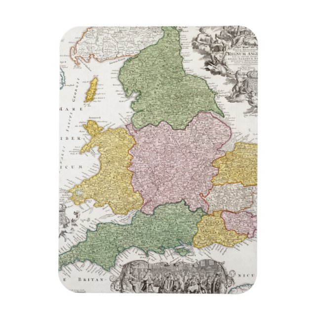 A Map of England | 1760 Magnet (Vertical)