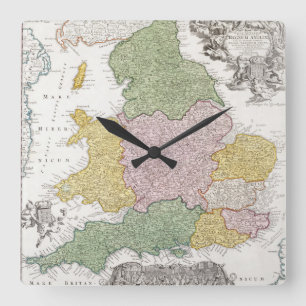 A Map of England   1760 Square Wall Clock